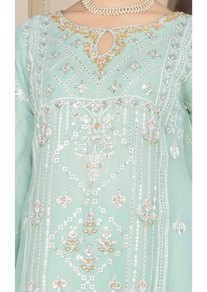 Agha Noor Chiffon Gharara Roshni Ready to Wear Collection 2025 D07 | Light Green