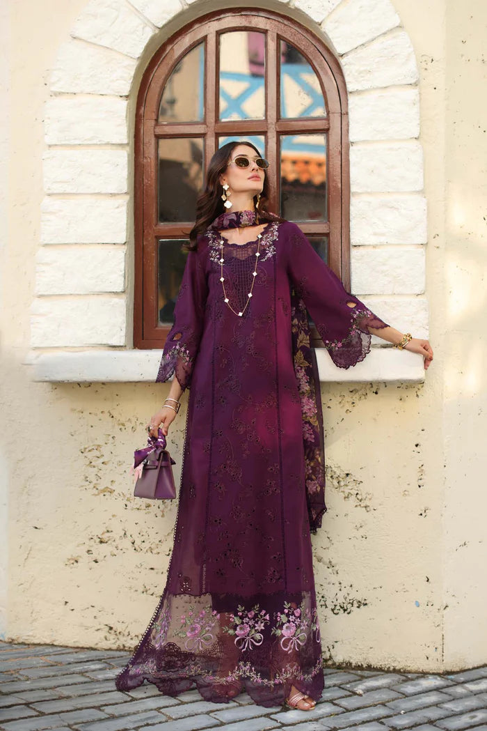 Noor By Saadia Asad Luxe Chikenkari Unstitched Collection 2026 | D5-A Itten Plum - Mirha Fashion