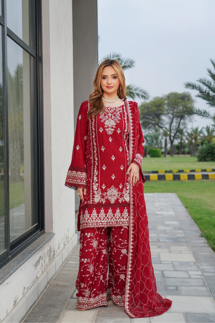 Agha Noor Shein Chiffon Ready to Wear Collection 2026 | Red