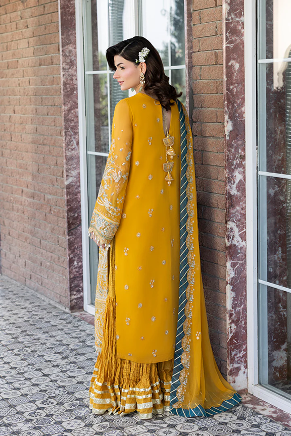 Manahil Lakhani Lamhae Festive 3 PCS Unstitched Collection 2025 | Saffron