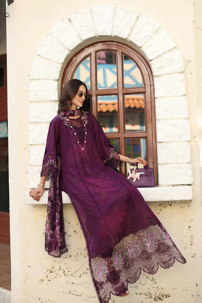 Noor By Saadia Asad Luxe Chikenkari Unstitched Collection 2026 | D5-A Itten Plum - Mirha Fashion