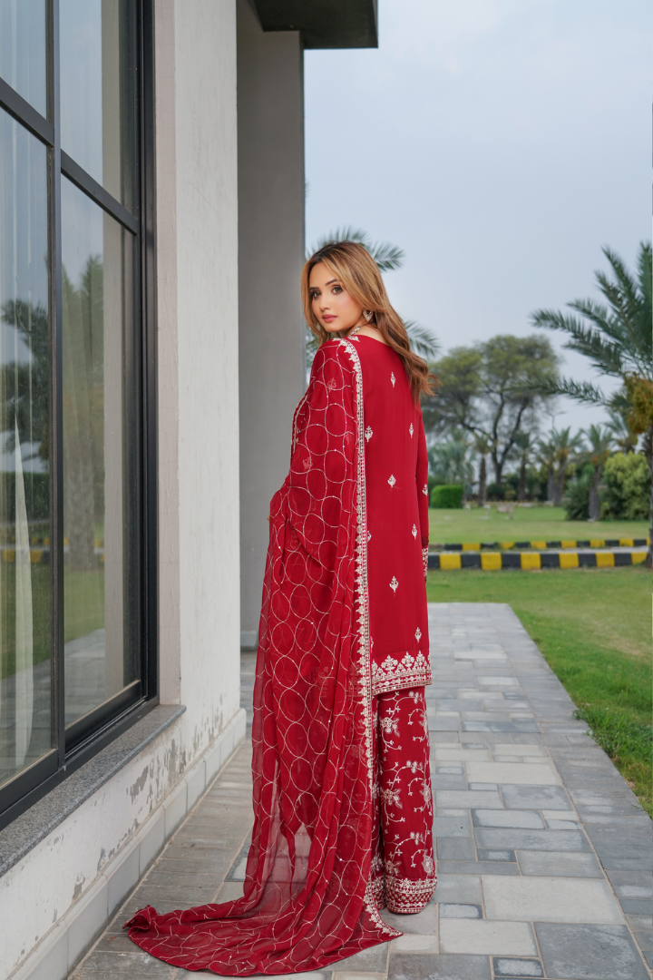 Agha Noor Shein Chiffon Ready to Wear Collection 2026 | Red