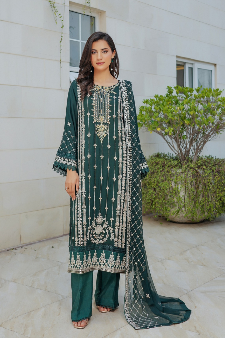 Agha Noor Sehnai Handwork Eid Ready To Wear Collection 2026 | Green - Mirha Fashion