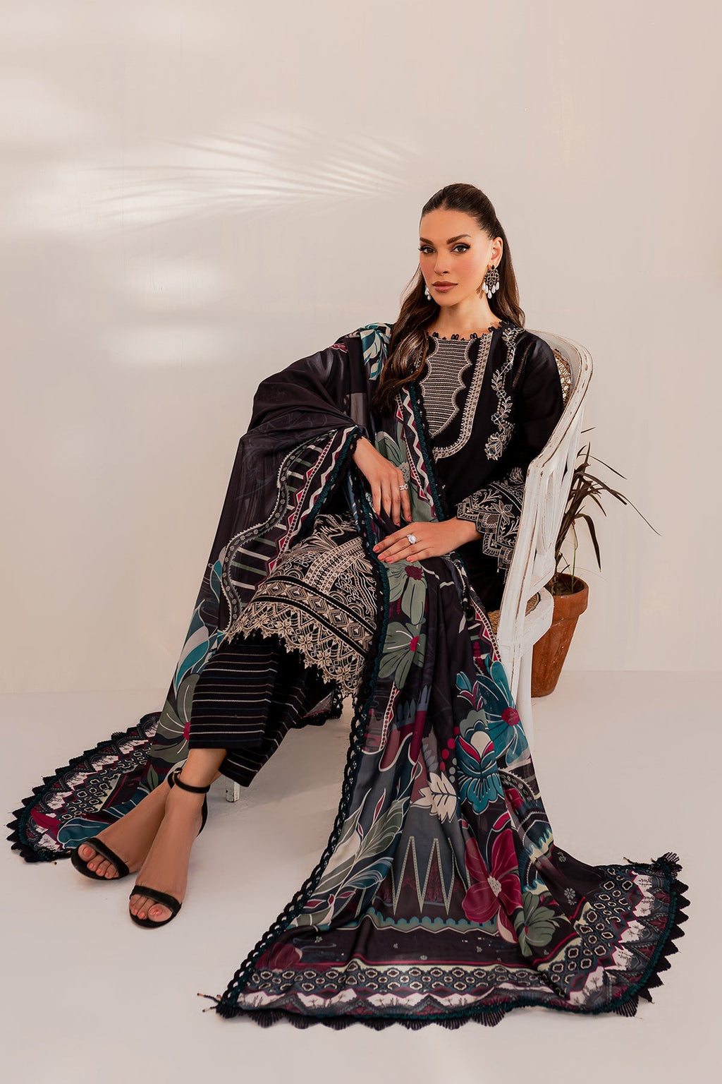 Farasha Mehk Festive Lawn 2023 | Black Floret