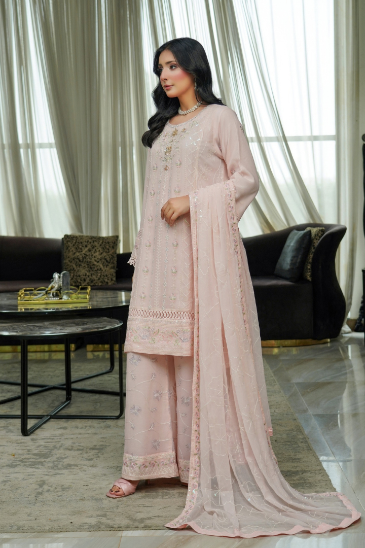 Agha Noor Shein Chiffon Ready to Wear Collection 2026 | Peach