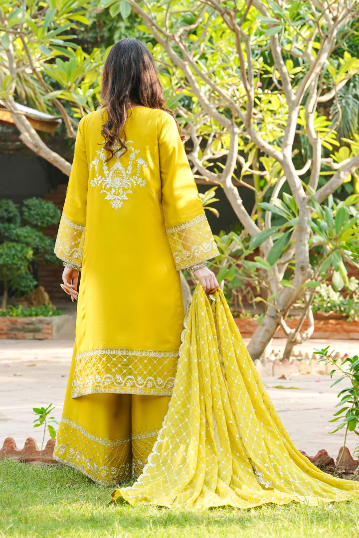 Shaanse Cyra Cotton Silk 3PCS Ready to Wear Collection Dec-2025 | Yellow