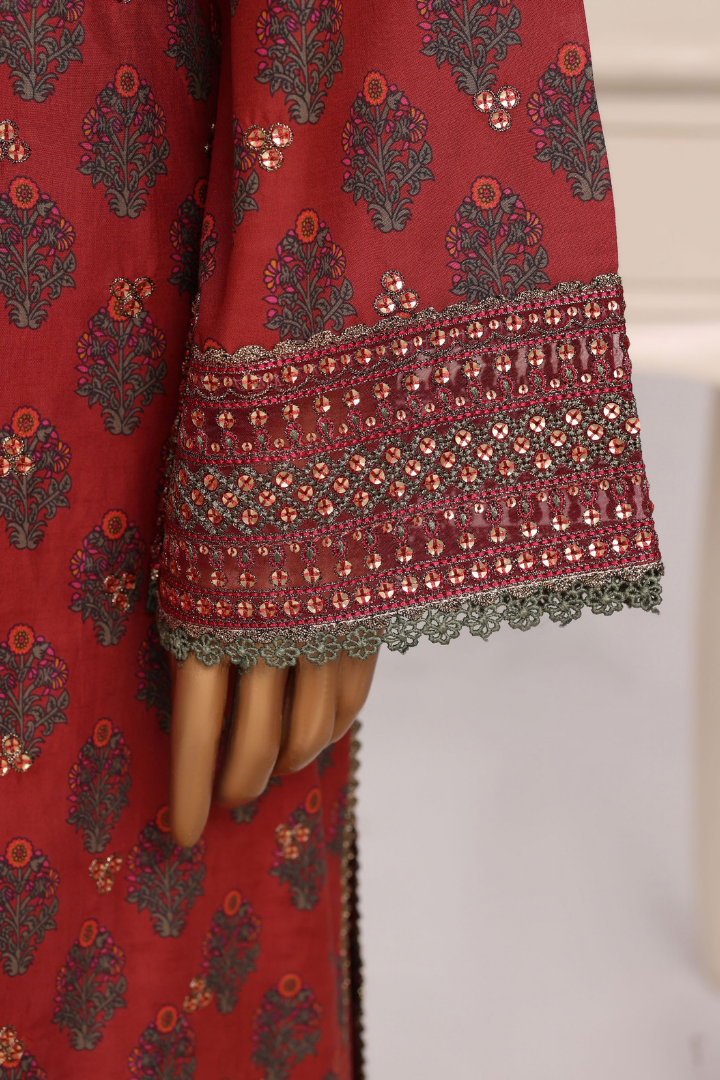 Sadabahar Regal Festive Emb Lawn Vol-3 Ready to Wear Collection | Red