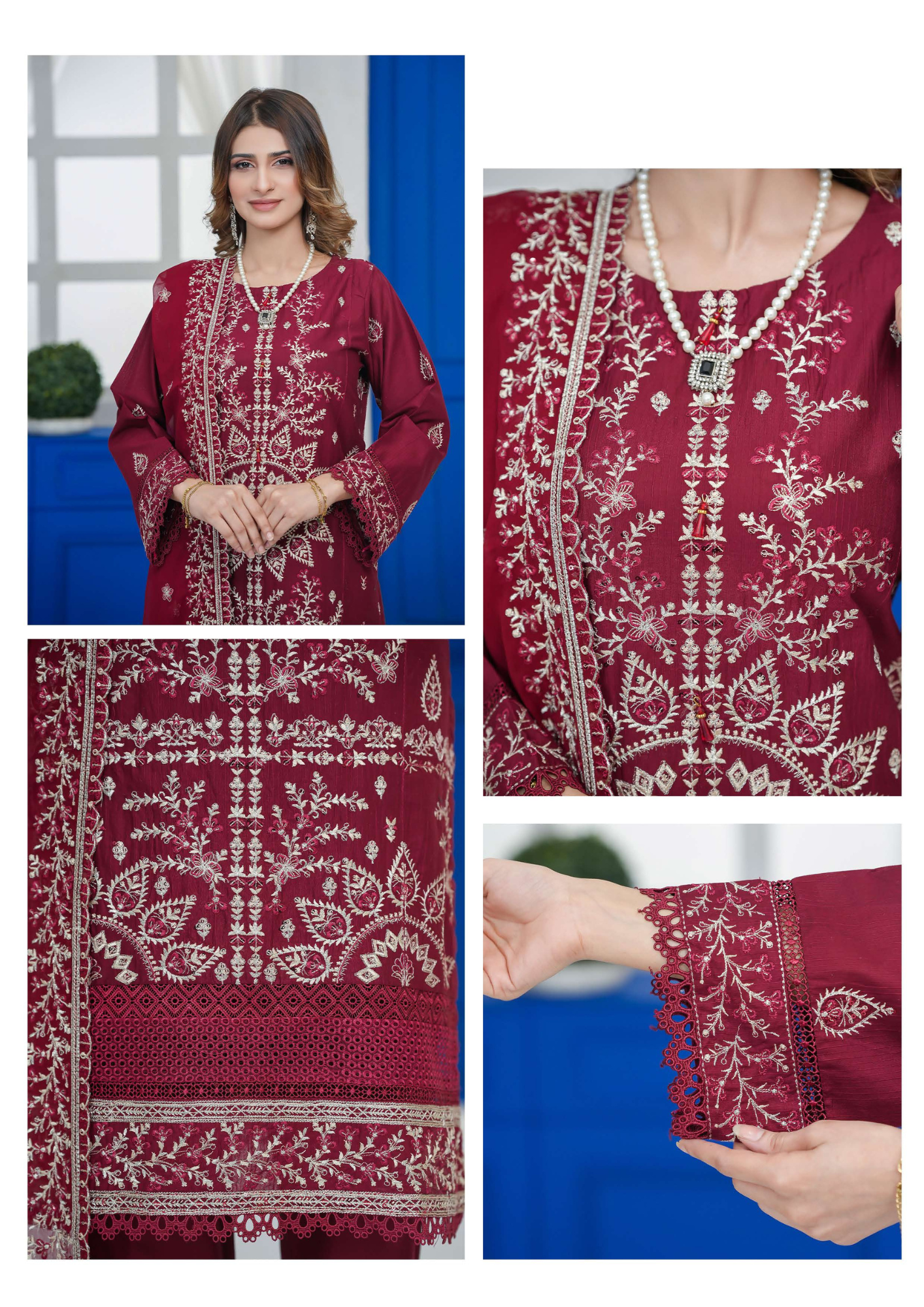 Agha Noor Cotton Ready To Wear Collection Khushi | Maroon