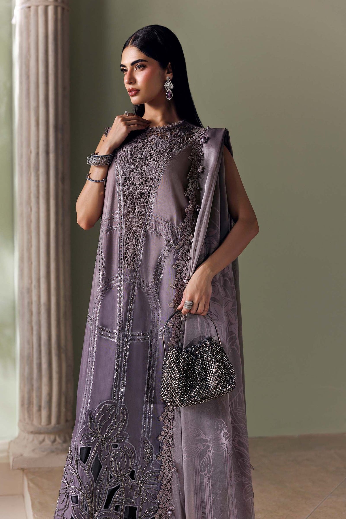 Maria B Soiree Unstitched Collection 2026 | SR-01-04-Dusty Mauve