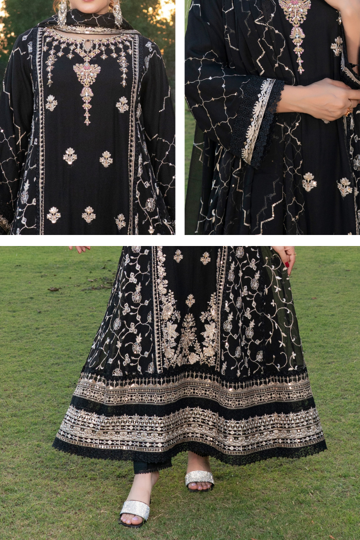 Agha Noor Luxury Gowns Rimjhim Vol-05 Ready to Wear Collection | Black - Mirha Fashion
