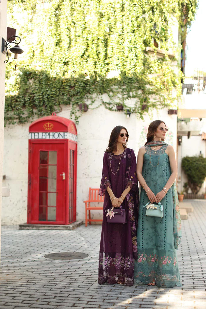 Noor By Saadia Asad Luxe Chikenkari Unstitched Collection 2026 | D5-A Itten Plum - Mirha Fashion