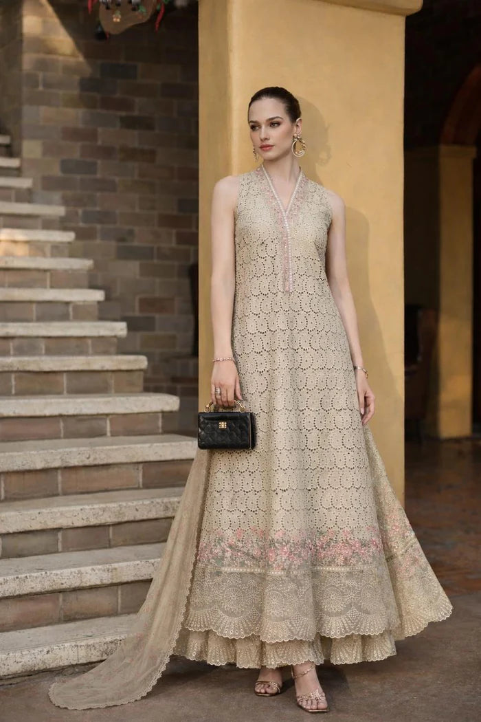 Noor By Saadia Asad Luxury Eid Handwork Schiffli Laserkari Collection 2026 | D5A-LUNARIA - Mirha Fashion
