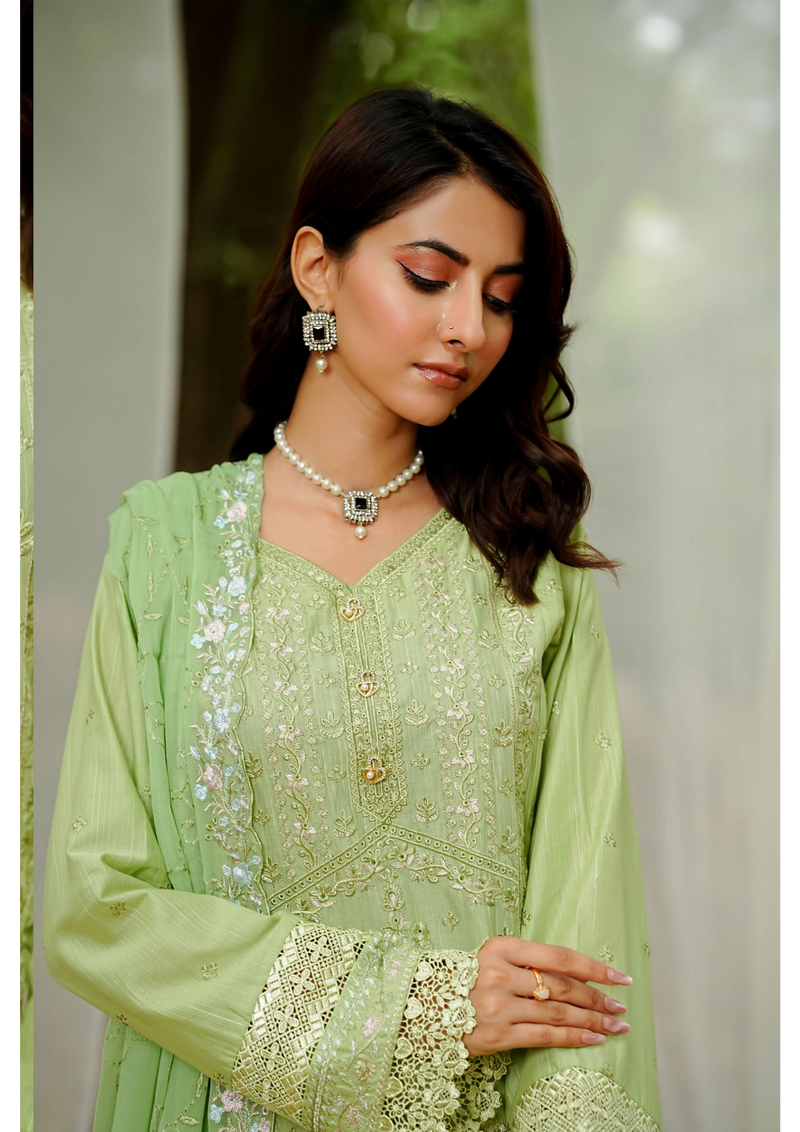 Agha Noor Cotton Ready To Wear Collection Ronak 2025 | Green