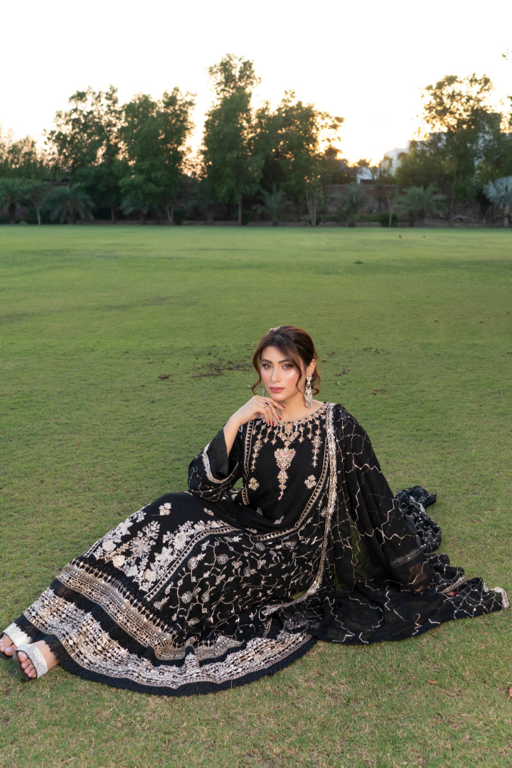 Agha Noor Luxury Gowns Rimjhim Vol-05 Ready to Wear Collection | Black - Mirha Fashion