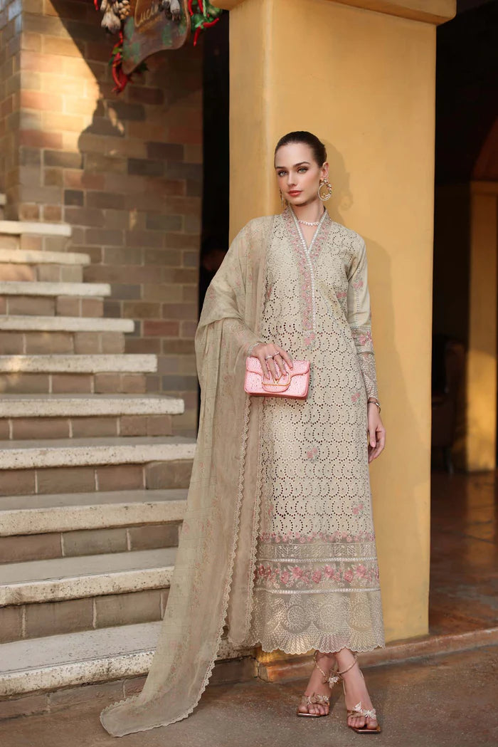 Noor By Saadia Asad Luxury Eid Handwork Schiffli Laserkari Collection 2026 | D5A-LUNARIA - Mirha Fashion
