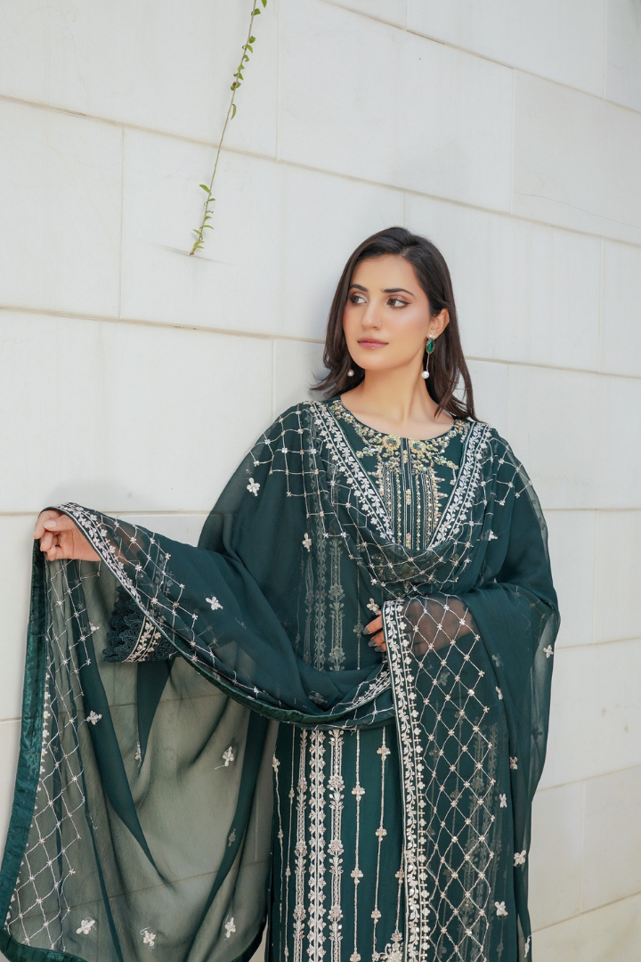 Agha Noor Sehnai Handwork Eid Ready To Wear Collection 2026 | Green - Mirha Fashion