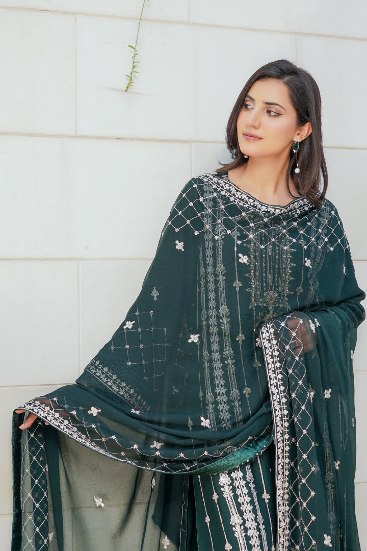 Agha Noor Sehnai Handwork Eid Ready To Wear Collection 2026 | Green - Mirha Fashion