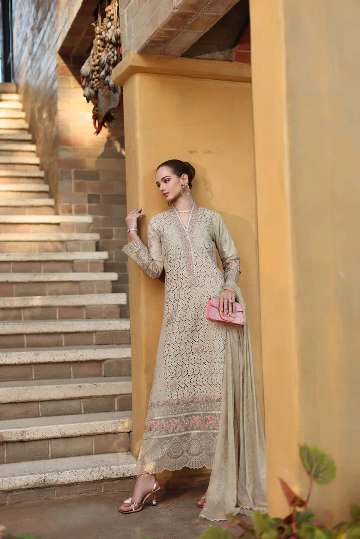 Noor By Saadia Asad Luxury Eid Handwork Schiffli Laserkari Collection 2026 | D5A-LUNARIA - Mirha Fashion
