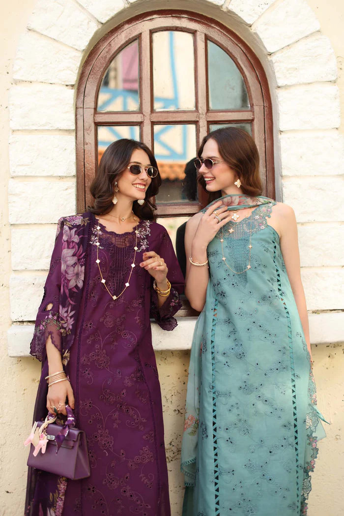 Noor By Saadia Asad Luxe Chikenkari Unstitched Collection 2026 | D5-A Itten Plum - Mirha Fashion