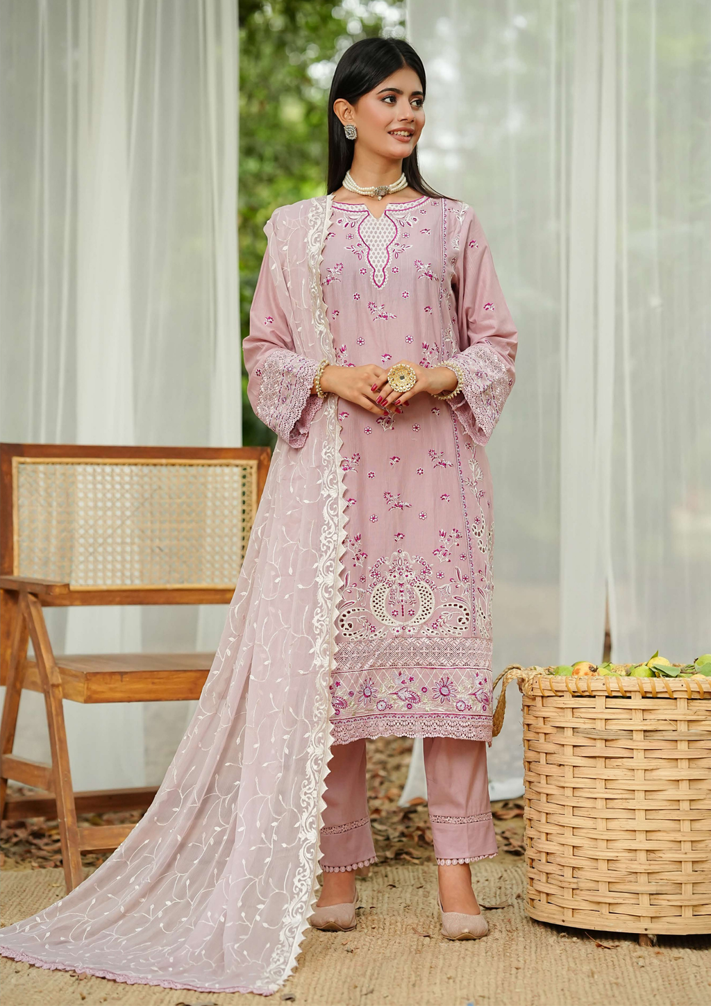 Agha Noor Cotton Ready To Wear Collection Ronak 2025 | Tea Pink - Mirha Fashion