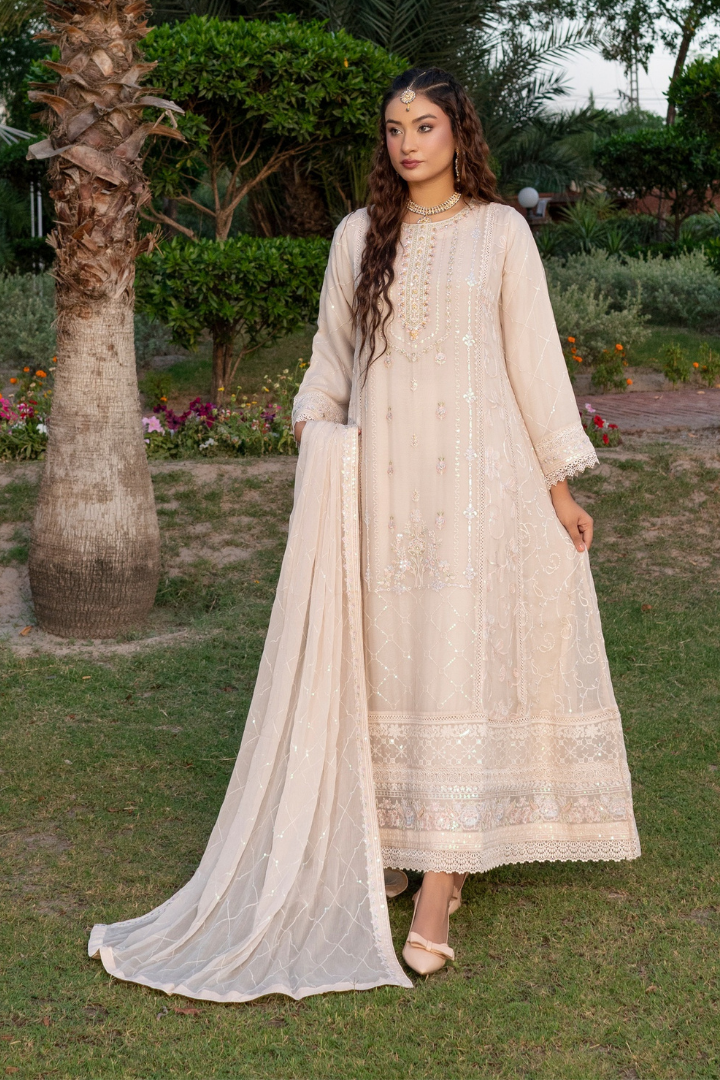 Agha Noor Luxury Gowns Rimjhim Vol-05 Ready to Wear Collection | Beige - Mirha Fashion