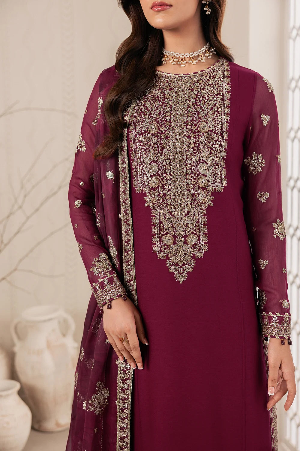 Zarif Bayaan Luxury Chiffon Unstitched Collection | D04 NIDAH