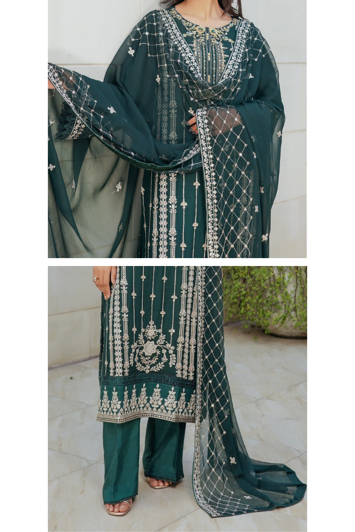 Agha Noor Sehnai Handwork Eid Ready To Wear Collection 2026 | Green - Mirha Fashion