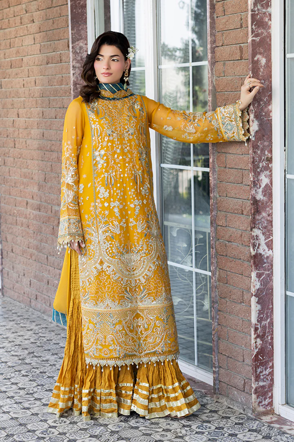Manahil Lakhani Lamhae Festive 3 PCS Unstitched Collection 2025 | Saffron