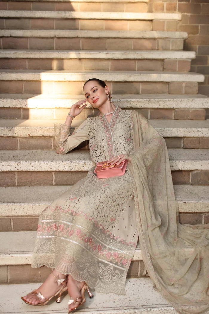 Noor By Saadia Asad Luxury Eid Handwork Schiffli Laserkari Collection 2026 | D5A-LUNARIA - Mirha Fashion