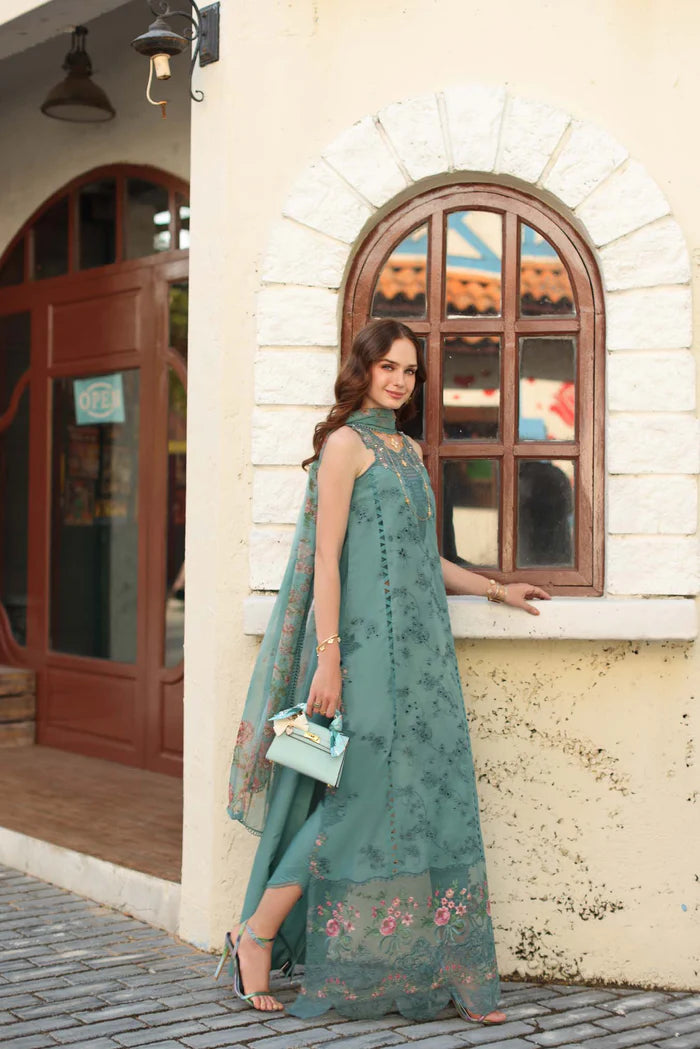 Noor By Saadia Asad Luxe Chikenkari Unstitched Collection 2026 | D5-B Turquoise Blue - Mirha Fashion