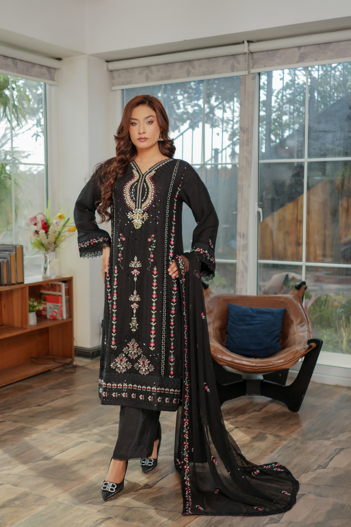 Agha Noor Sehnai Handwork Eid Ready To Wear Collection 2026 | Black - Mirha Fashion