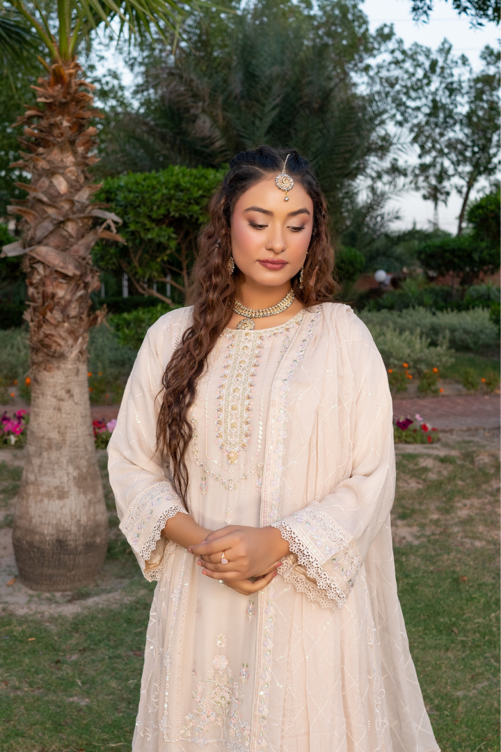 Agha Noor Luxury Gowns Rimjhim Vol-05 Ready to Wear Collection | Beige - Mirha Fashion