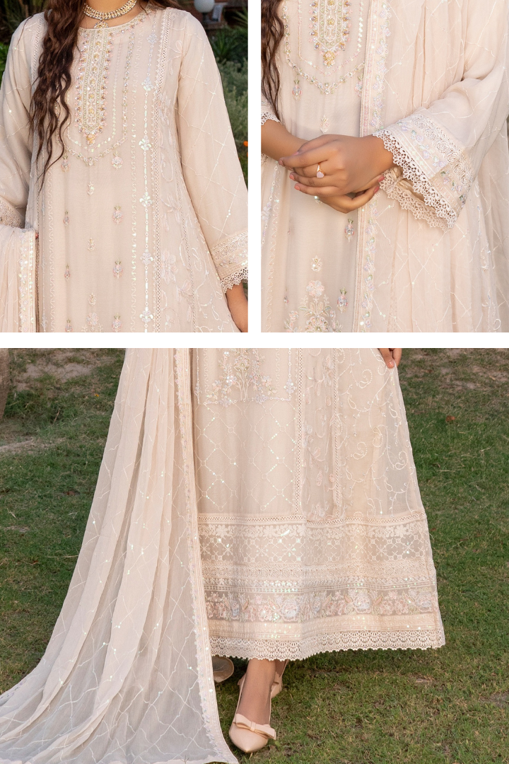 Agha Noor Luxury Gowns Rimjhim Vol-05 Ready to Wear Collection | Beige - Mirha Fashion