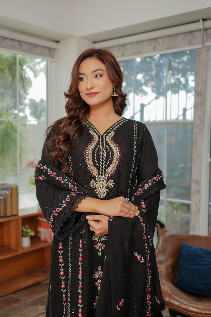 Agha Noor Sehnai Handwork Eid Ready To Wear Collection 2026 | Black - Mirha Fashion