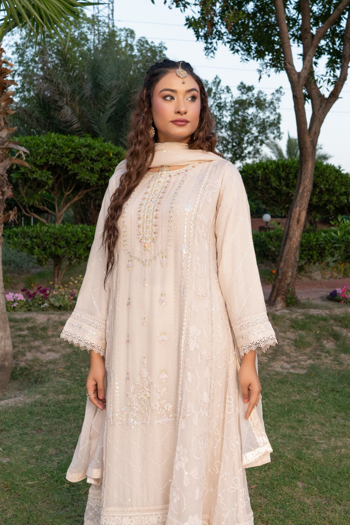 Agha Noor Luxury Gowns Rimjhim Vol-05 Ready to Wear Collection | Beige - Mirha Fashion