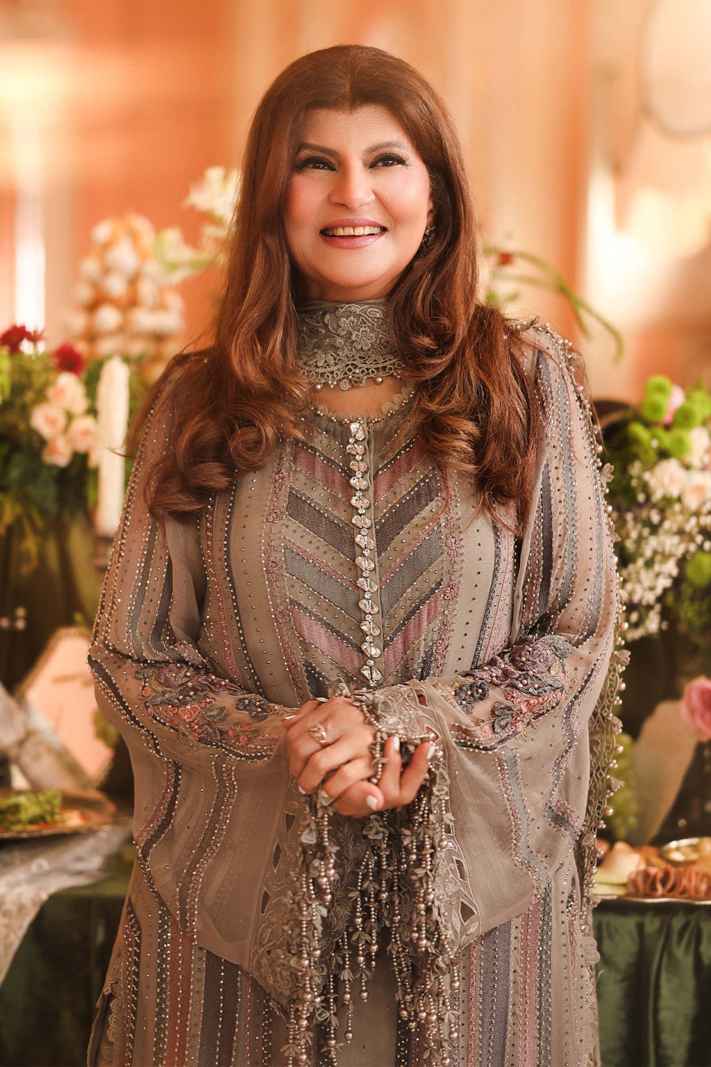 Maria B Chiffon Unstitched  Collection  2026 | MPC-26-201-Antique Grey