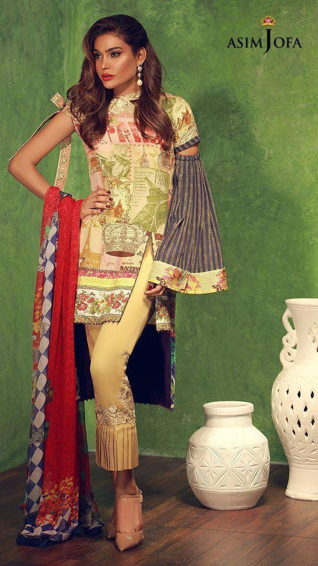 Asim Jofa Crape Silk Ready to Wear | AJS-06 - Mirha Fashion