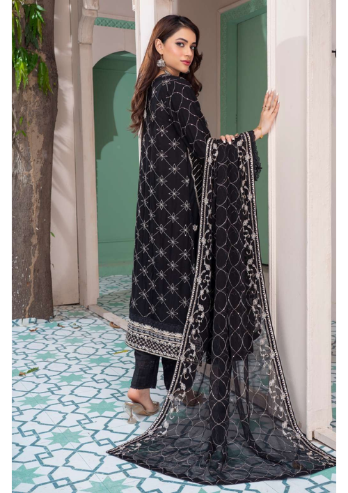 Agha Noor Shehnai Chiffon Ready to Wear Handwork Collection 25 | Black - Mirha Fashion