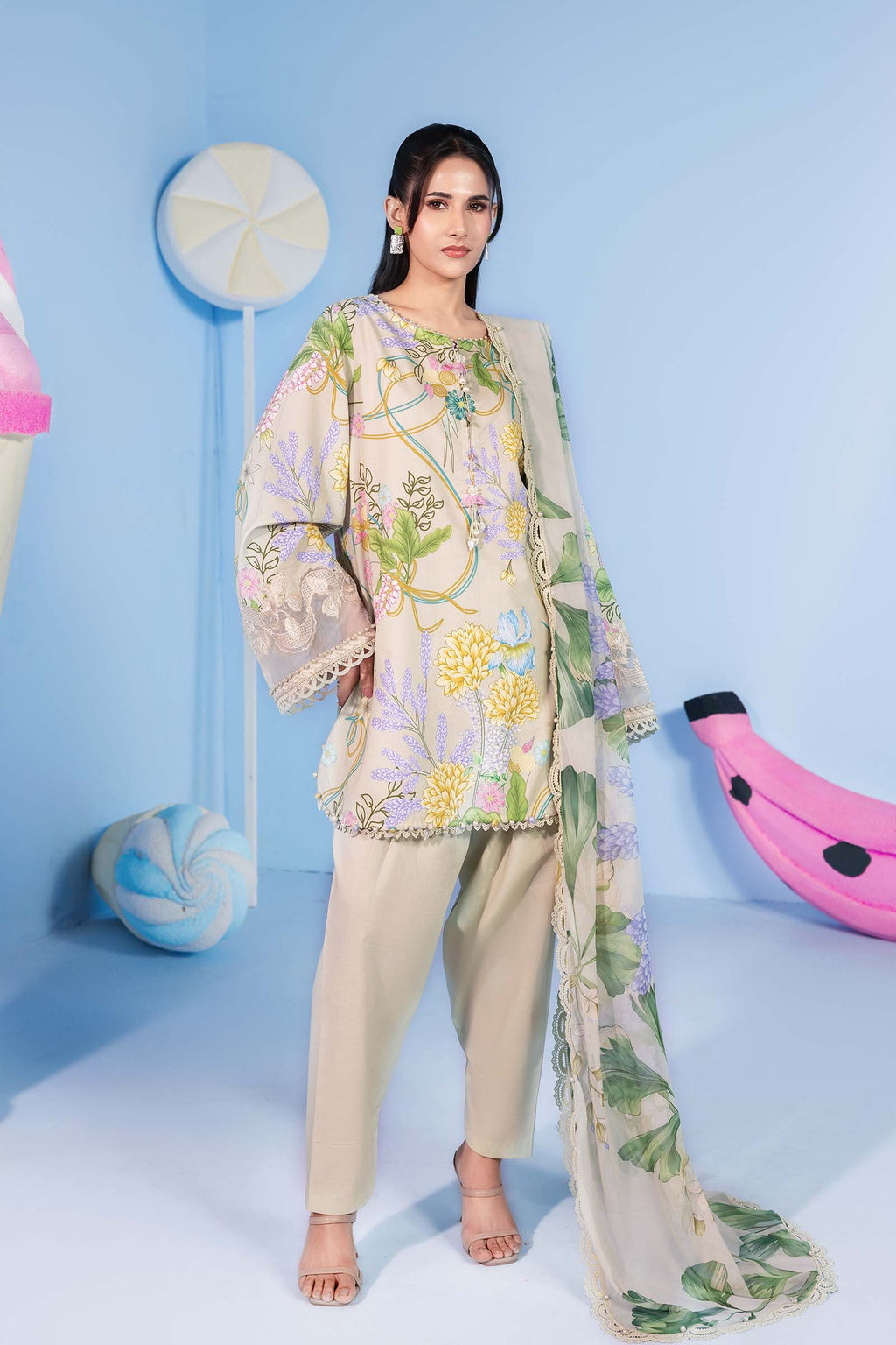 Maria B Mbasic Spring Summer Unstitched Collection | MB-CUSV13-13-A - Mirha Fashion