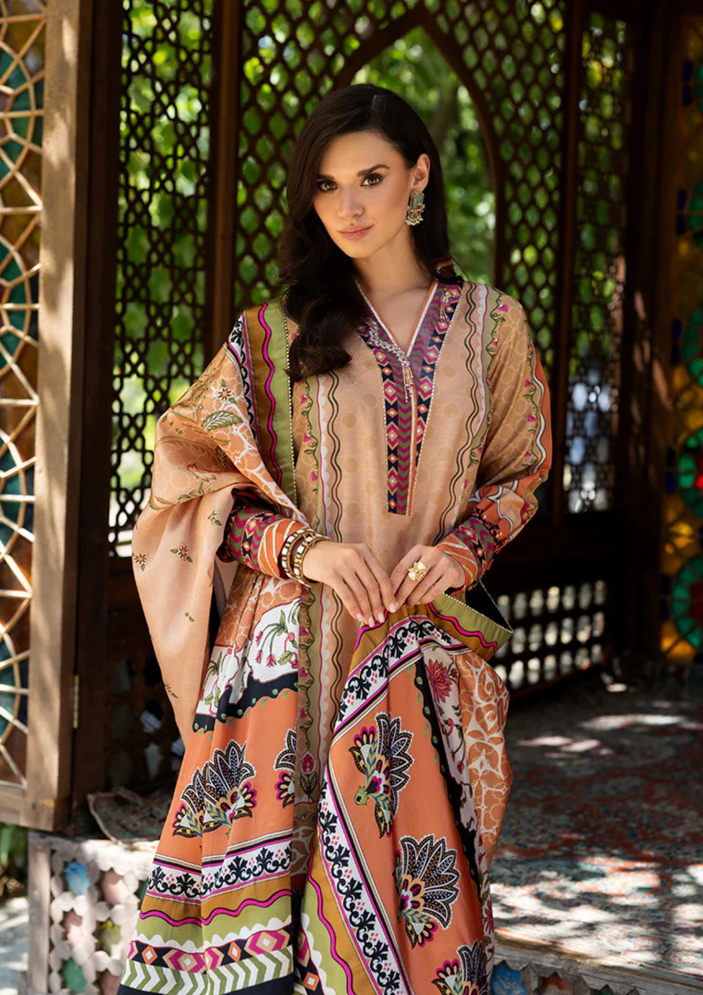 Mushq Hemline Nirvana Printed Silk Unstitched Collection | Solara Cresi