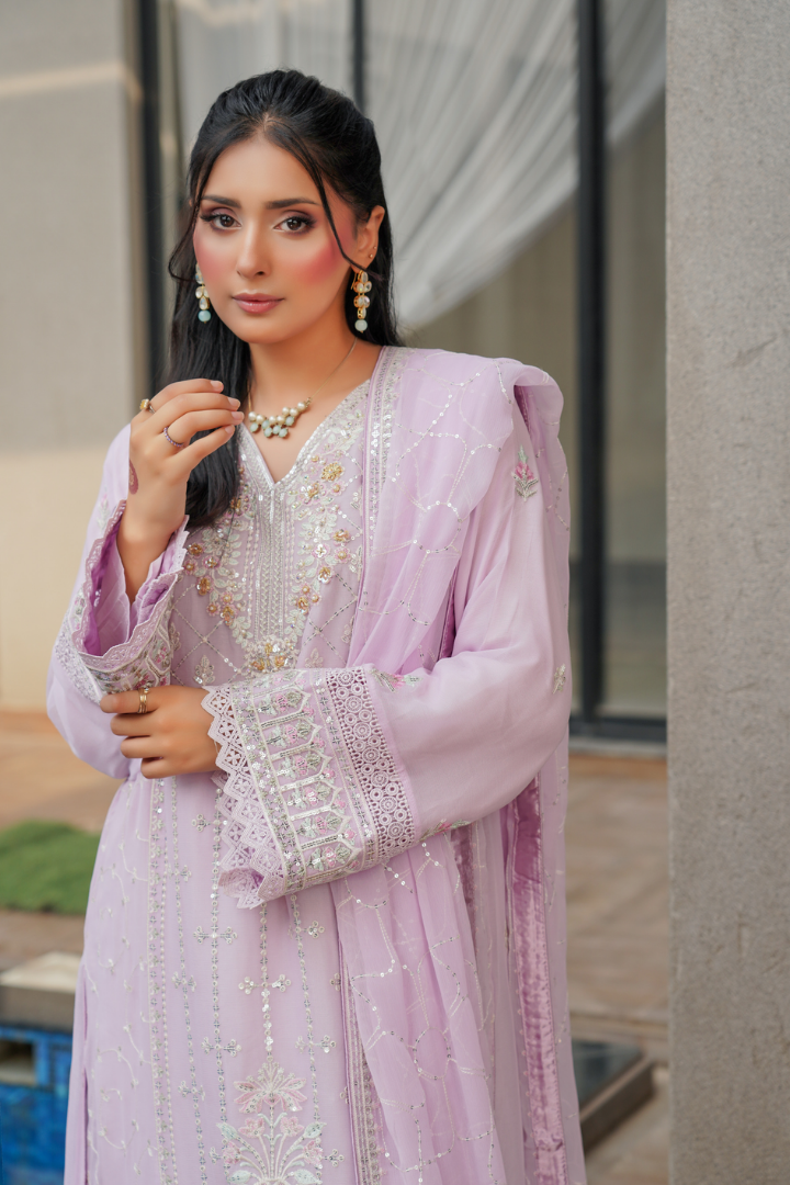 Agha Noor Shein Chiffon Ready to Wear Collection 2026 | Light Purpal