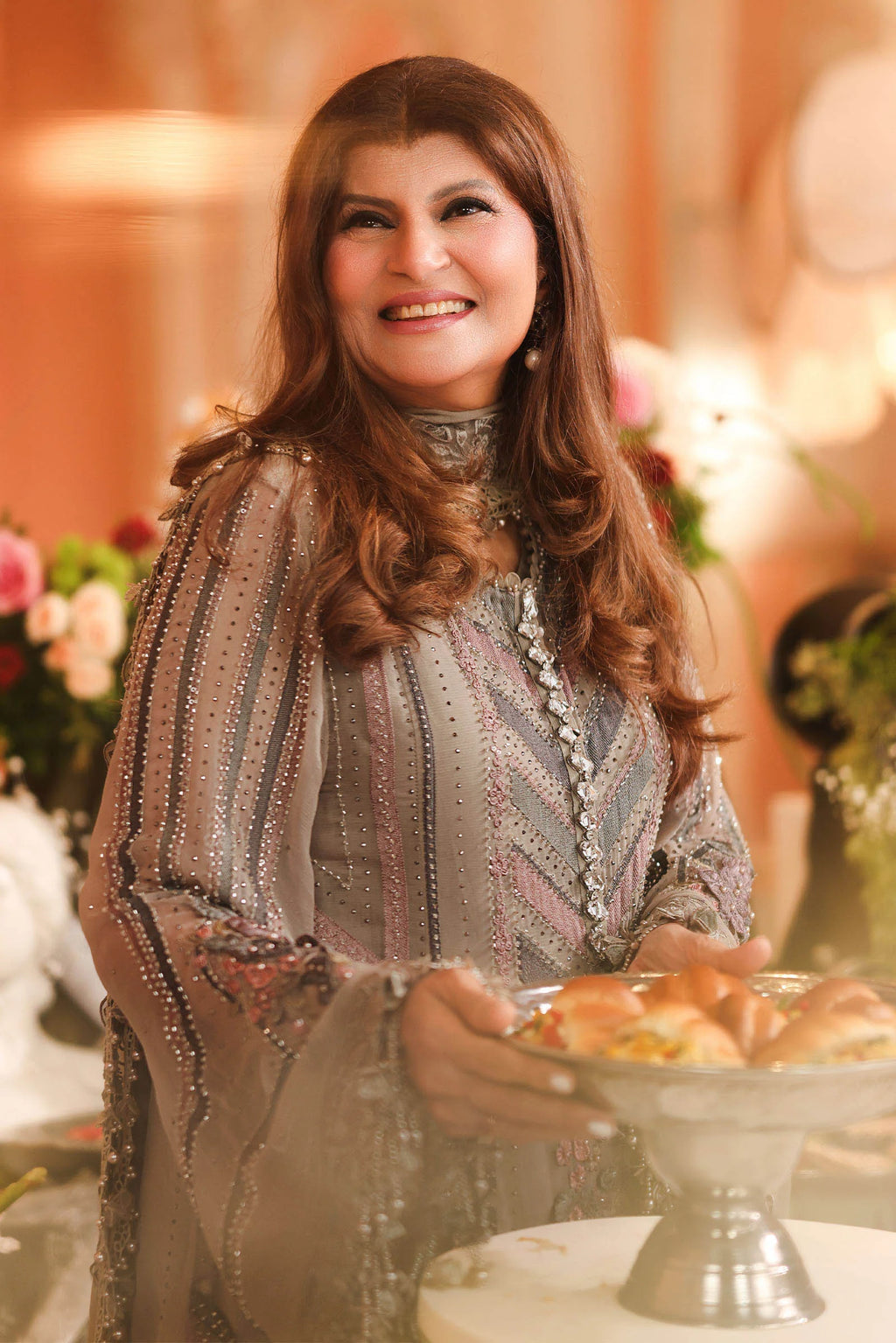 Maria B Chiffon Unstitched  Collection  2026 | MPC-26-201-Antique Grey