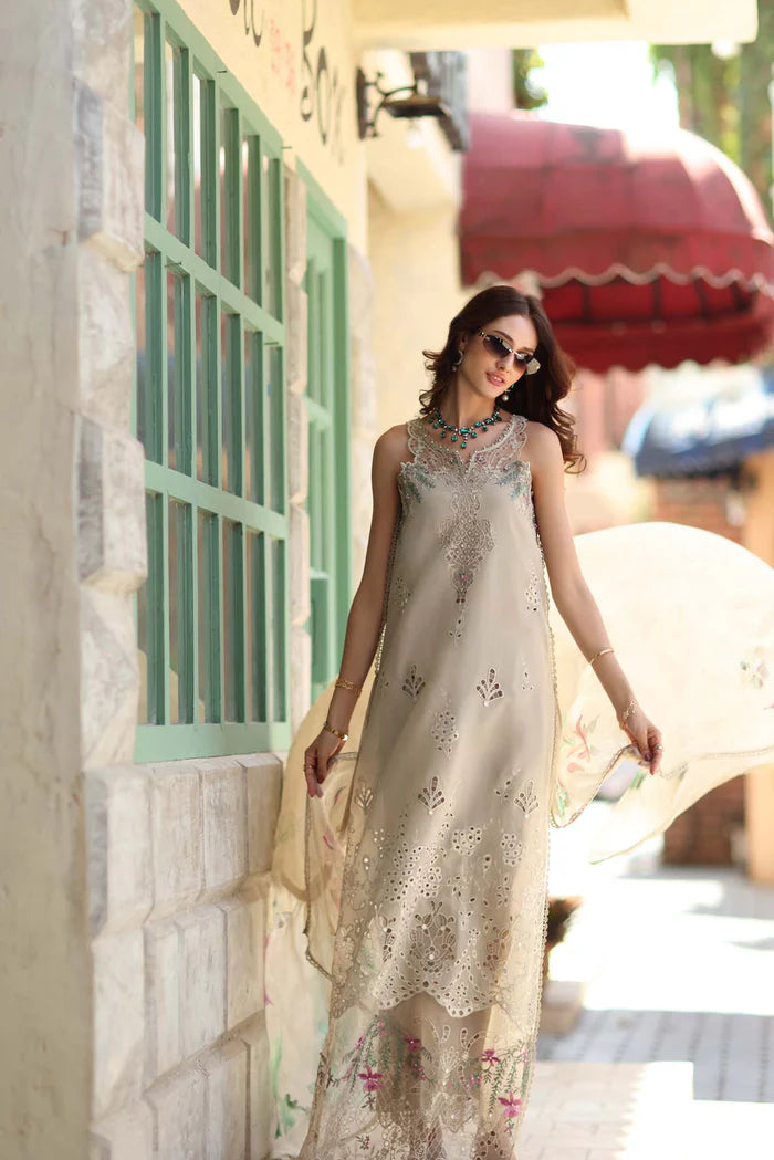 Noor By Saadia Asad Luxe Chikenkari Unstitched Collection 2026 | D6-A Soft grey - Mirha Fashion