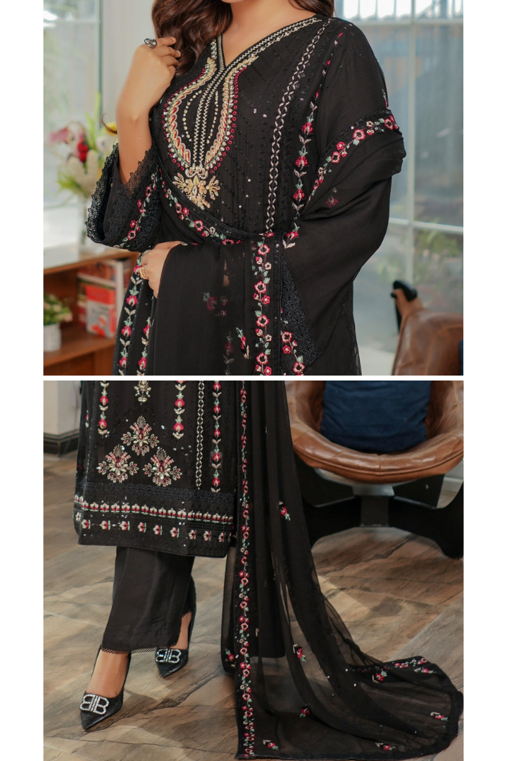 Agha Noor Sehnai Handwork Eid Ready To Wear Collection 2026 | Black - Mirha Fashion