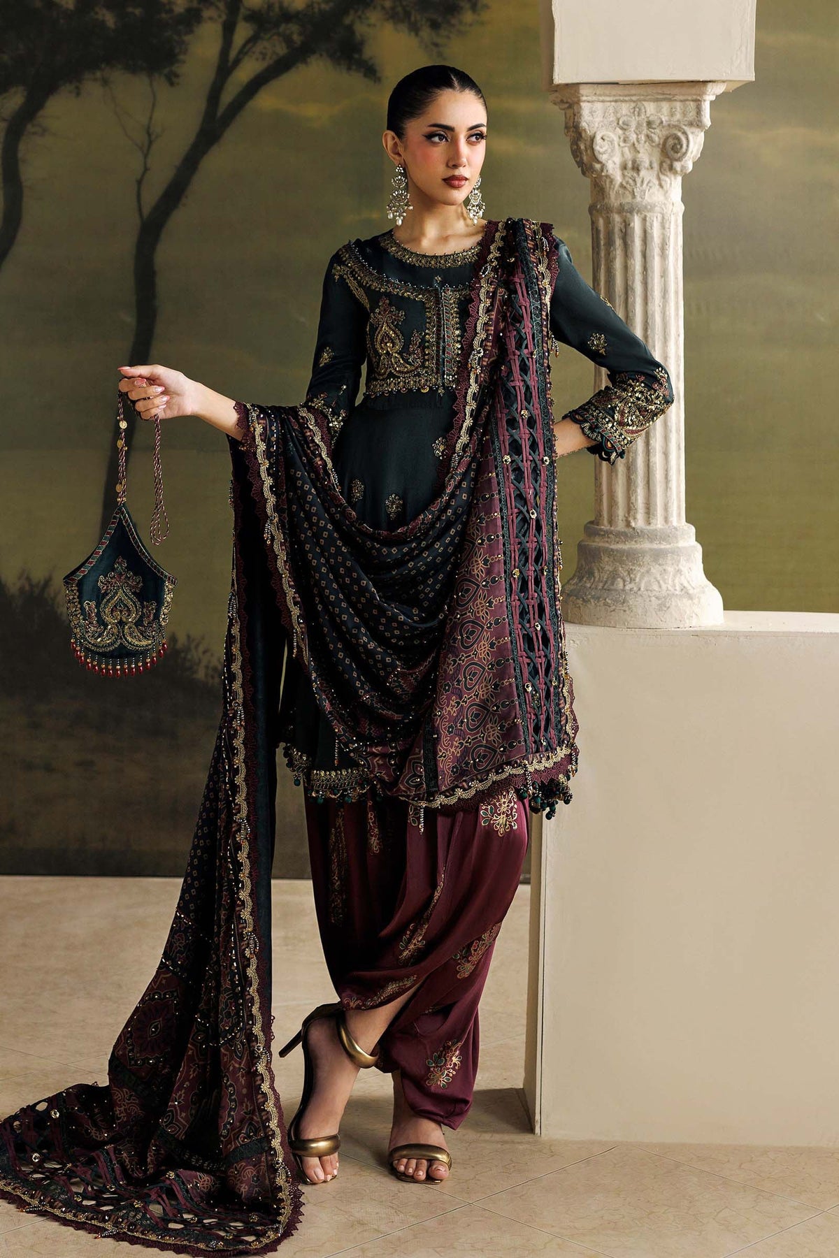 Maria B Soiree Unstitched Collection 2026 | SR-01-05-Imperial Burgundy