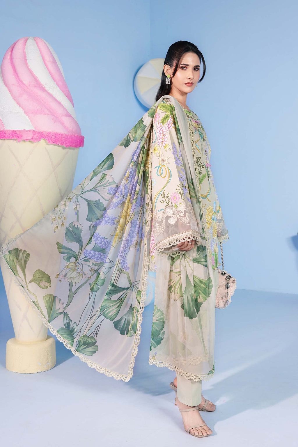 Maria B Mbasic Spring Summer Unstitched Collection | MB-CUSV13-13-A - Mirha Fashion
