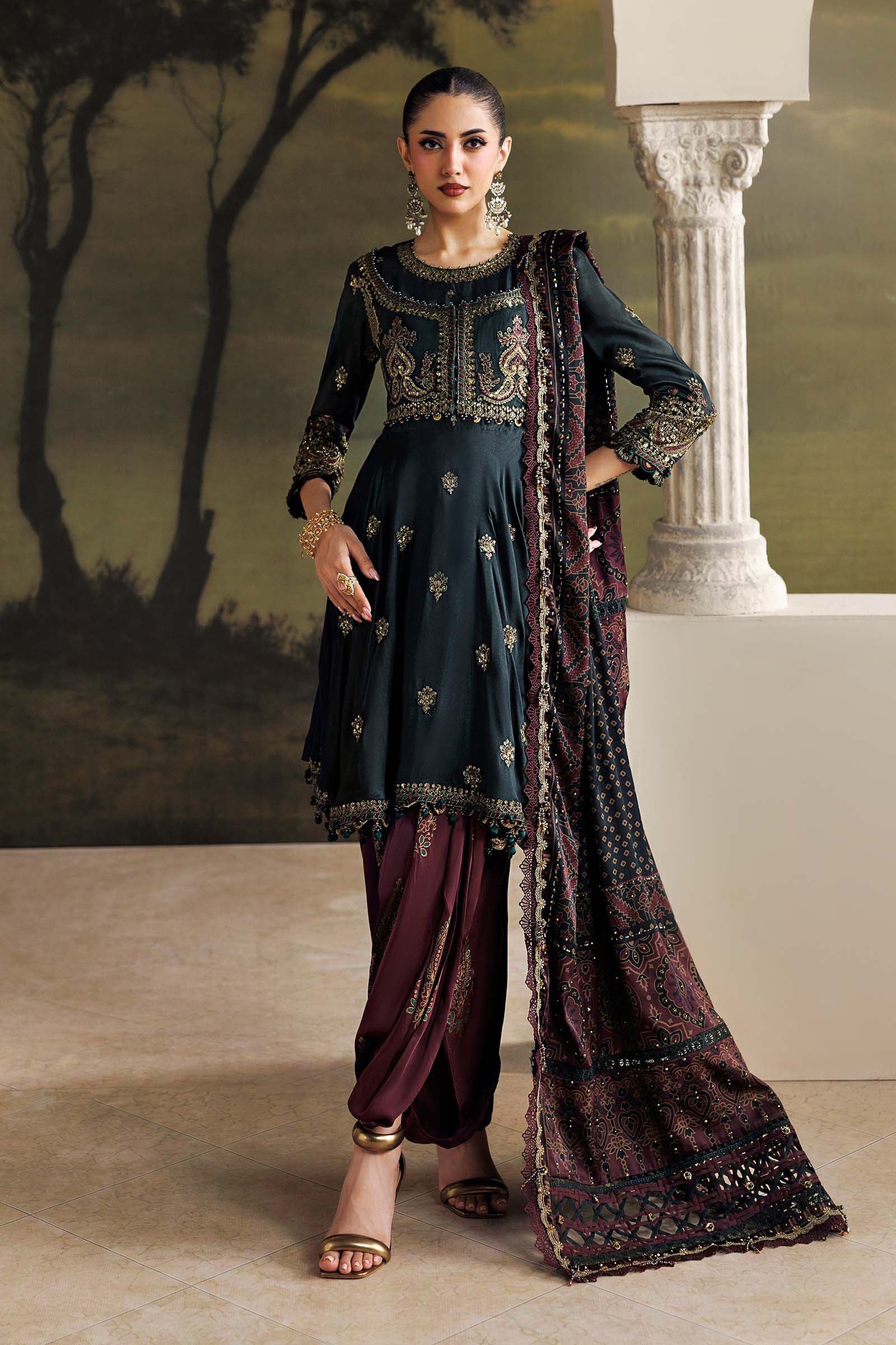 Maria B Soiree Unstitched Collection 2026 | SR-01-05-Imperial Burgundy