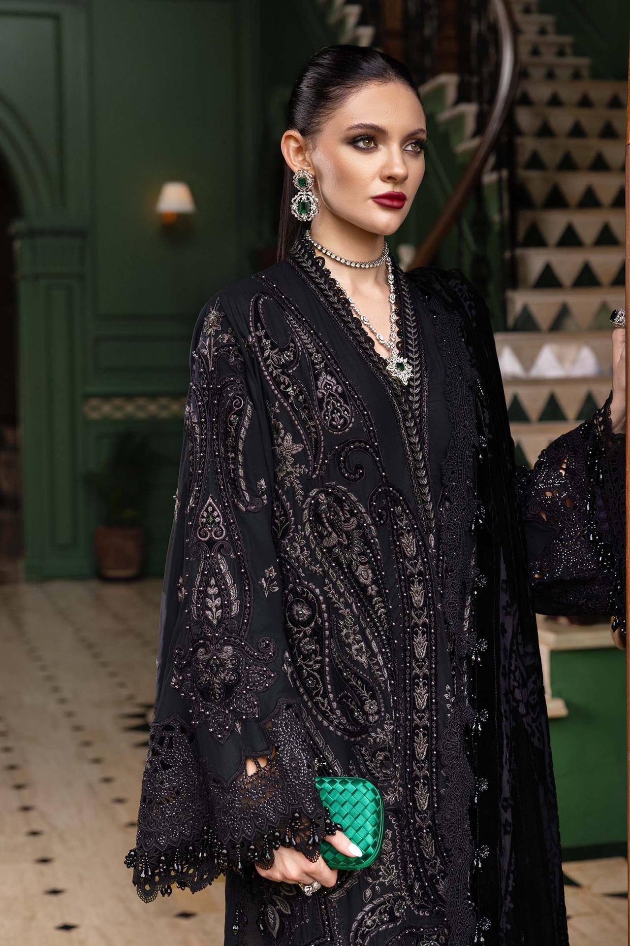 Maria B Winter Luxe 3PCS Unstitched Vol-13 2025 | D7 - Mirha Fashion