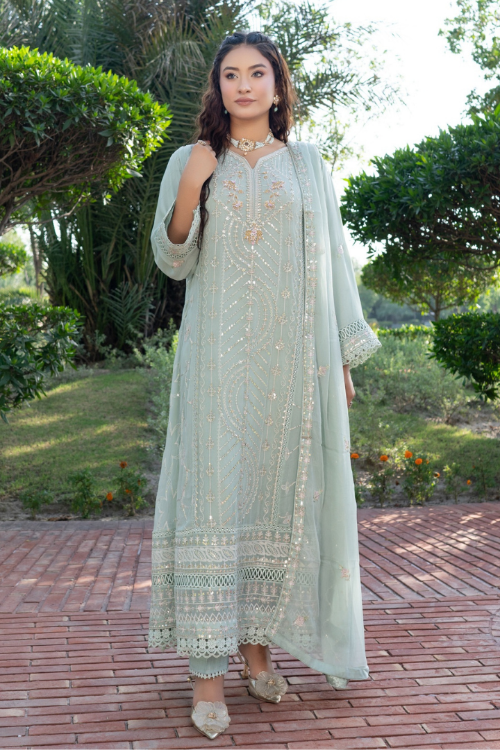 Agha Noor Luxury Gowns Rimjhim Vol-05 Ready to Wear Collection | Light Green - Mirha Fashion