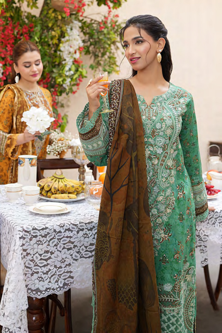 Shaanse Khuwab Vol-2 Ready To Wear Emb Cotton Collection 2026 | Green Small - Mirha Fashion